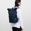 Sandqvist Icon Rolltop - Rucksack L 16" 65 cm erw. (navy with black leather) - Ansicht 5