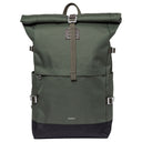 Sandqvist Icon Rolltop - Rucksack L 16" 65 cm erw. (dawn Green with dark brown leather)
