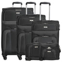 Skyline Orlando - 4 - Rollen - Trolley Set L erw./M. erw./S + Boarding Bag + Beautycase 5tlg. (schwarz) - Markenkoffer